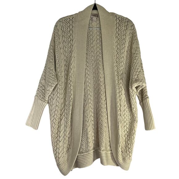 XXI Forever 21 Cream Open Knit Oversize Tunic Open Cardigan Reg Size XS - Picture 1 of 6